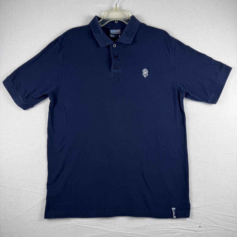 Southpole Mens Navy Blue Short Sleeve Cotton Pique Polo Shirt Large